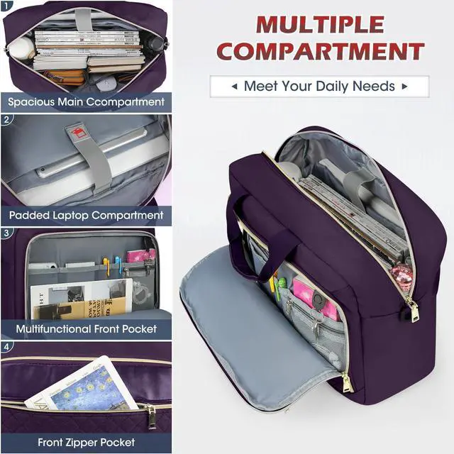 Alt view image 3 of 5 - NEWHEY Laptop Bag 17.3 Inch Laptop Briefcase for Women Men Waterproof Shoulder Messenger Bag Large Computer Bag for Business Office Work College, Purple