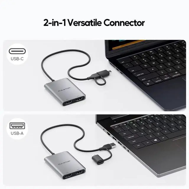 Alt view image 4 of 5 - PULWTOP Displaylink Adapter, USB C to HDMI Adapter with Dual Monitor for Mac M1/M2/M3/M4, USB C to Dual HDMI for MacBook, Laptops, iMac, Driver Required