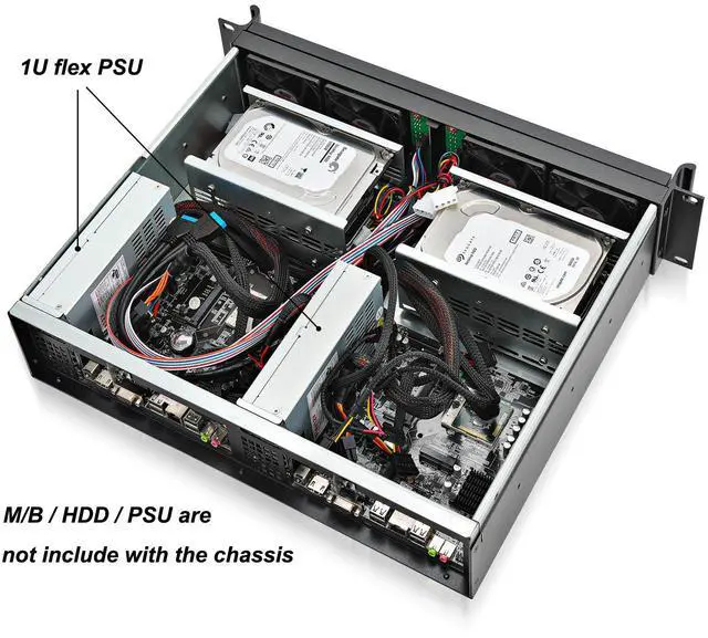 Alt view image 2 of 5 - 2U Rackmount Case for Dual Mini-ITX MB 14" Deep