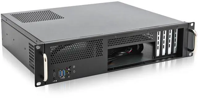 Main image of RackChoice 2U Server Chassis Short Depth 14.17" Front I/O with 2 x 3.5 (int.) mATX M/B,Support ATX PSU with Either top or Side Cooling