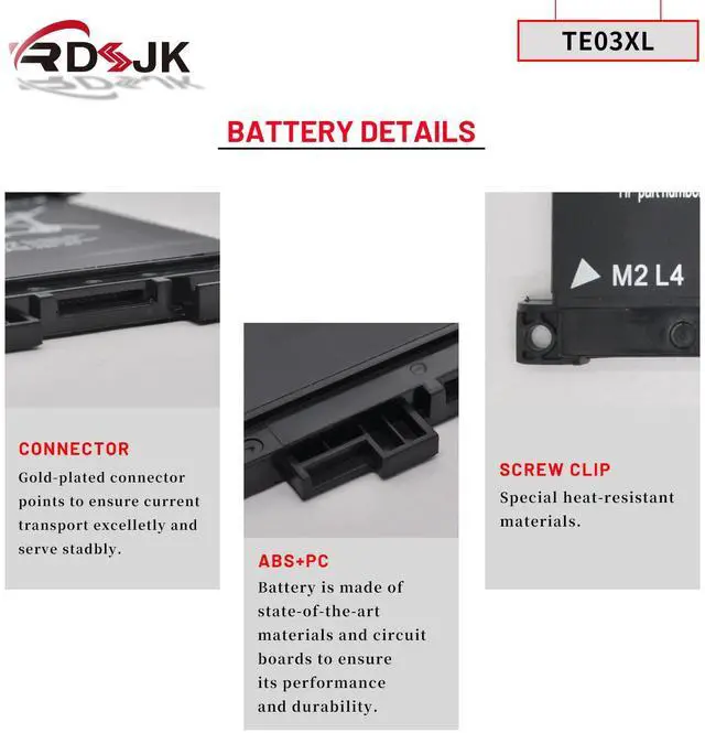 Alt view image 4 of 5 - TE03XL 11.55V 61.6Wh Battery for HP Pavilion Notebook PC 15 Omen 15-AX033DX 15-AX000 Series 849910-850 HSTNN-UB7A 849570-541 849570-542 849570-543 TPN-Q173