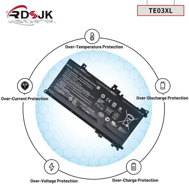 Alt view image 5 of 5 - TE03XL 11.55V 61.6Wh Battery for HP Pavilion Notebook PC 15 Omen 15-AX033DX 15-AX000 Series 849910-850 HSTNN-UB7A 849570-541 849570-542 849570-543 TPN-Q173