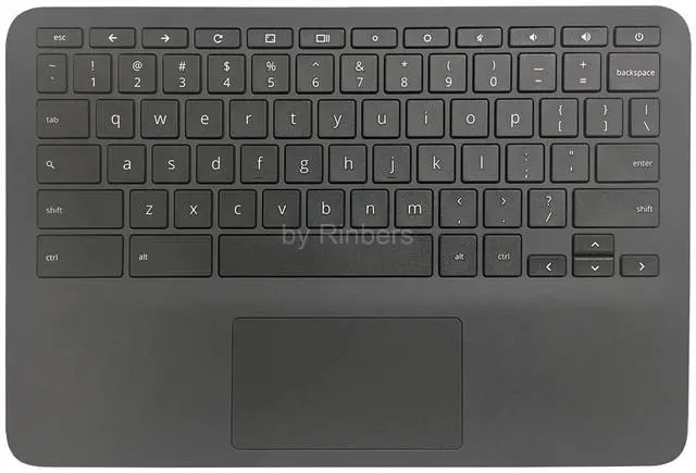 Main image of Rinbers Laptop Palmrest Upper Case with US Keyboard Touchpad Assembly Replacement for HP Chromebook 11 G8 EE G8 EE Touch TPN-Q232 L90338-001 L90339-001 Top Cover Gray