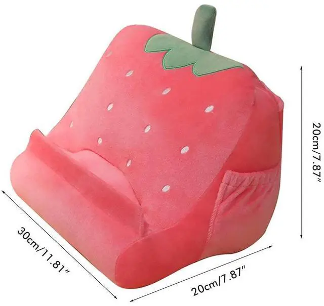 Alt view image 4 of 5 - Tablet holder pillow, reading pillow, reading stand, fruit pillow holder, plush holder for bed sofa for iPad Pro Air Mini, books, other tablet, eReaders