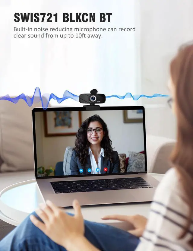Alt view image 4 of 5 - RUWBY Full HD 1080P Webcam with Microphone and Rotatable Tripod, Light Correction, Wide Angle and Plug and Play Video Camera for Desktop PC or Laptop