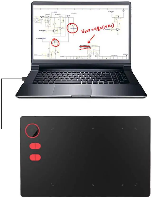 Alt view image 5 of 5 - Graphics Drawing Tablet, 8192 Levels Pressure 233 RPS Report Rate Digital Art Tablet, with 4 Shortcut Keys, for Win for OS X Laptop for Android