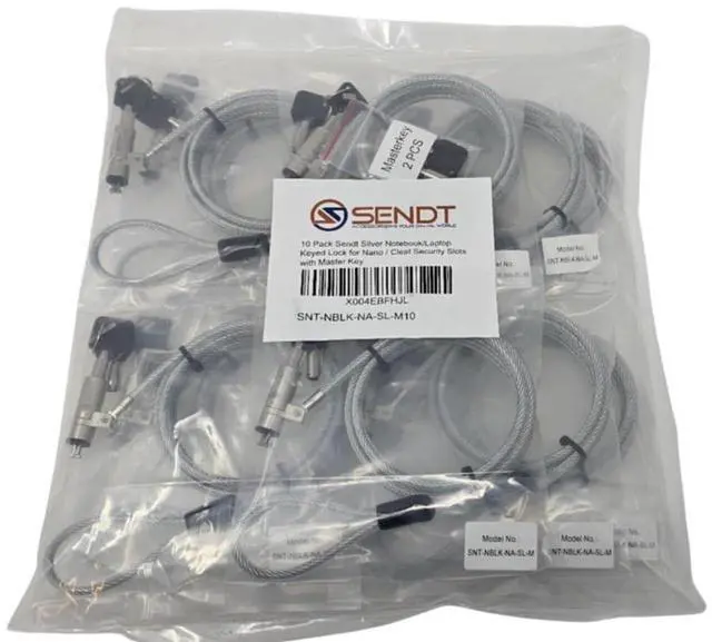 Alt view image 5 of 5 - 10 Pack Sendt Silver Notebook/Laptop Keyed Lock for Nano Security Slots with Master Key