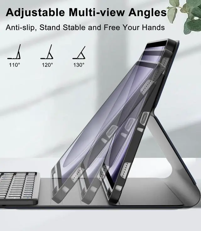 Alt view image 3 of 5 - Keyboard Case for Samsung Galaxy A9 Plus Tab 11inch, Galaxy Tab A9+ 5G Case with Touch Keypad - Detachable Bluetooth Keyboard with Trackpad, Cover for Samsung Tablet A9Plus with Pen Holder, Navy Blue