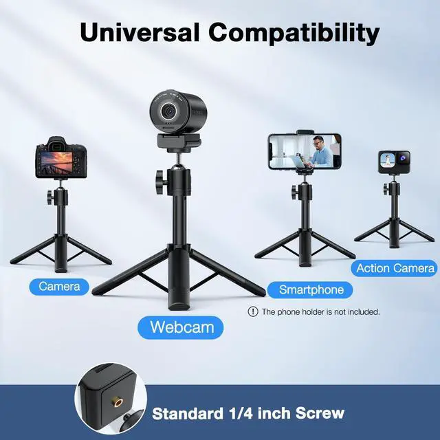 Alt view image 3 of 5 - EMEET SmartCam S800-4K Webcam with Tripod for Streaming, Sony 1/2'' Sensor, Supports HDR, PDAF&TOF Dual-autofocus, 1080P@60FPS, Adjustable Heights with 360° Swivel Head, Perfect for Live Streaming
