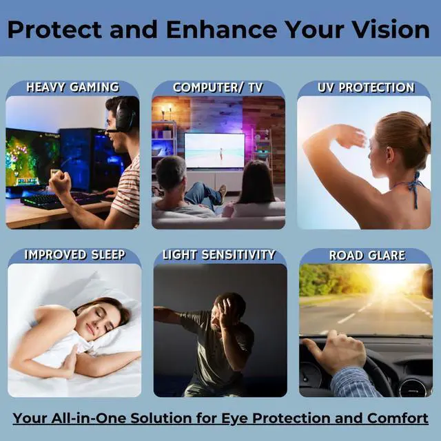 Alt view image 3 of 5 - VisionGuard Blue Light Blocking Glasses For Men/Women Anti-Fatigue Computer Monitor Gaming Glasses Reduce Eye Strain Game Glasses