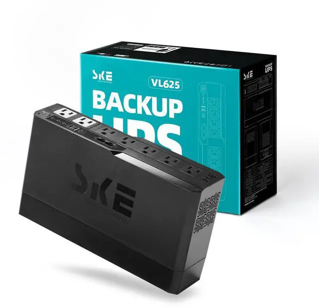 Main image of SKE SMART KEY ENERGY Compact Size 625VA/360W UPS Battery Backup & Surge Protector for Computer, Router, Modem & Network Devices