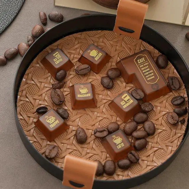 Alt view image 4 of 5 - Brown Clear Keycaps, Fog Translucent Keycap 75 Percent, Custom Cherry Profile Keyboard Keycap Set, Shine Through Keycap for 60% 65% 75% 100% Mx Switches Gaming Mechanical Keyboard(153key)