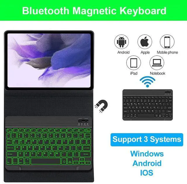 Alt view image 4 of 5 - Keyboard Case for Samsung Galaxy Tab S10+ Plus/ S9FE Plus/ S9 Plus/ S9+/ S8+/S8 Plus/ S7 FE/S7 Plus/S7+ 12.4 Inche, Smart Wireless Keyboard Case with Pen Holder(Blue)