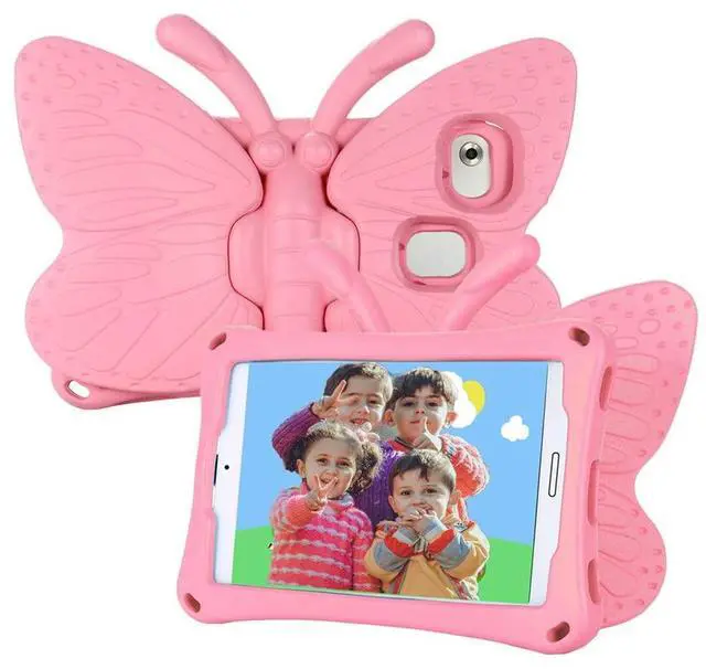 Main image of Tading Kids Case for BLU M8L 8 inch Tablet, Cute Butterfly Kid Proof EVA Foam Protective Stand Cover for BLU Tablet - Pink