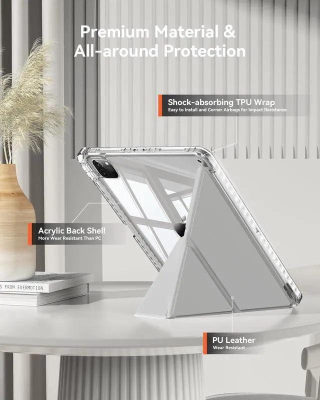 Alt view image 5 of 5 - Folio Magnetic Cover Compatible with iPad Air 11-inch Case M2/M3, Replacement for iPad Pro 11-inch Case(4th/3rd/2nd/1st) with Multi-Angle Stand, 10.9 inch Air 5th/4th Clear Cover with Pencil Holder
