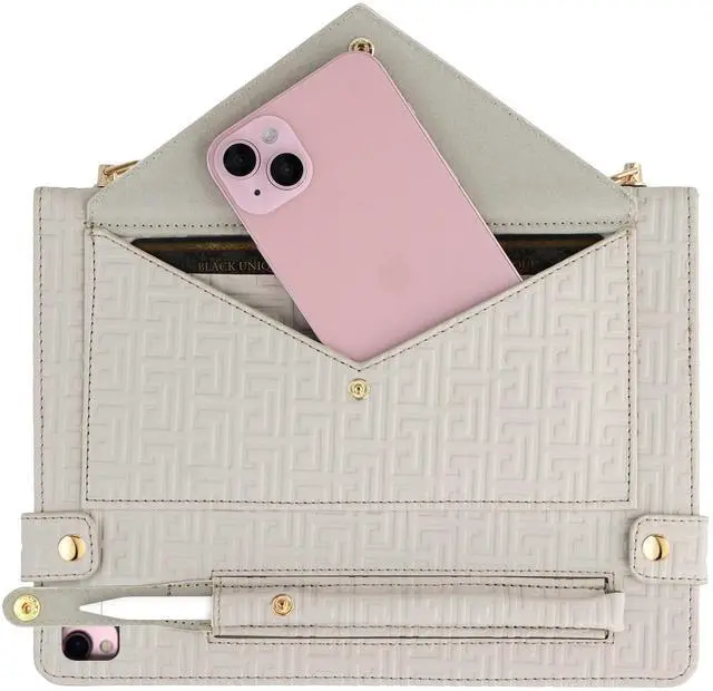 Alt view image 3 of 5 - Handbag Case for iPad 9th 8th 7th Gen 10.2"/Air 3 2019/Pro 10.5, Techcircle Elegant Crossbody Folio Stand Wallet Case w/Pencil Holder, Card Slots, Hand Strap, Shoulder Strap, Off-White