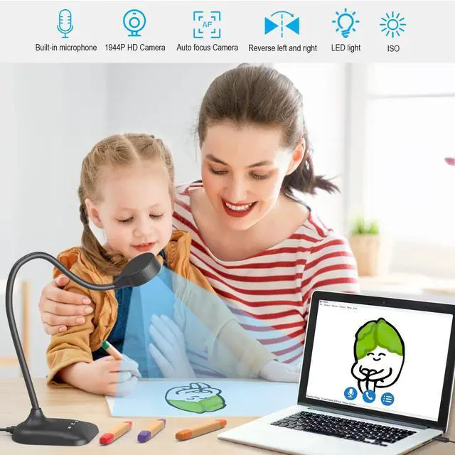 Alt view image 2 of 5 - Thustand Document Camera for Teachers, Doc Camera, USB Visualizer with LED Light, Auto Focus, Image Invert, Fold, For Mac OS, Windows, Chromebook
