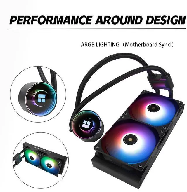 Alt view image 4 of 5 - Thermalrlght Frozen Notte 240 Black ARGB V2 Water Cooling CPU Cooler,240 Black CPU Cooler Specifications, Double PWM Fans,S-FDB V2 Bearings,Suitable for Intel LGA 1700/1851/1151/1200/2011,AMD/AM4 AM5