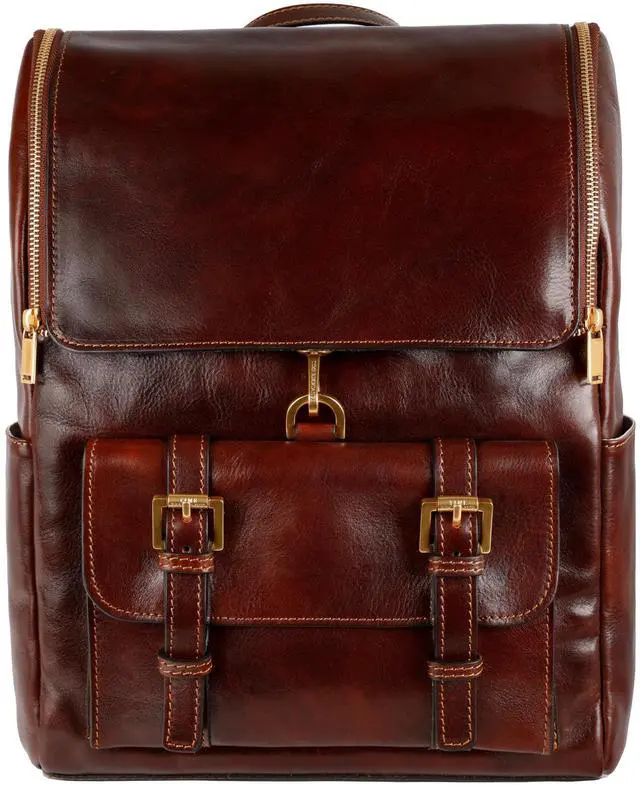 Main image of Time Resistance Leather Backpack - Laptop Travel Bag Rucksack up to 15 - Bag for Men and Women (Brown)