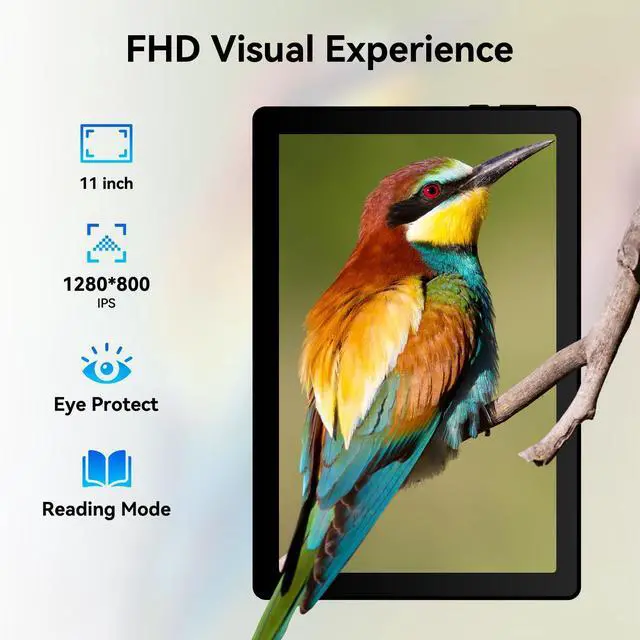 Alt view image 4 of 5 - Tablet, Android Tablet, 16GB RAM 128GB ROM 1TB Expansion, 8-Core Processor, Android 14, 11 inch 1280x800 FHD Touch Screen, Widevine L1, Dynamic Halo, Dual Camera, WiFi6,BT5.3, 6800mAh Battery