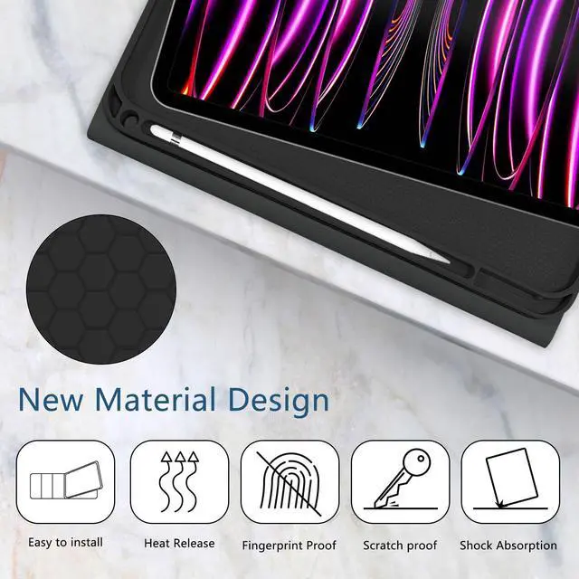 Alt view image 4 of 5 - TopPerfekt for Bluetooth Keyboard iPad 10th Gen 10.9 inch (2022) case iPad (A16) 11th/ 10th Gen Case 11'' (2025) with 7-Color Backlights, Pencil Holder, Detachable, Rechargeable-NotebookCow Black