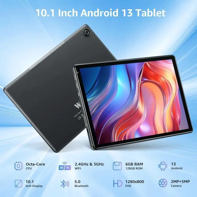 Alt view image 3 of 5 - Wainyok Tablet 10.1 inch Android 13 : Octa-Core Processor 2.0GHz, 6GB RAM 128GB ROM (1TB TF) | 2.4G/5G WiFi, Google GMS Bluetooth5.0 Dual Cameras