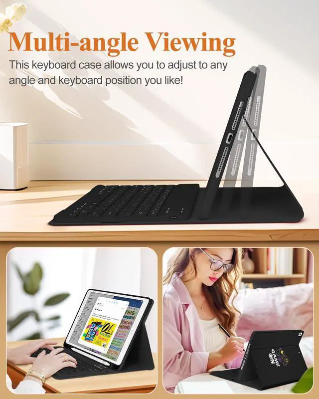 Alt view image 5 of 5 - Wazzasoft for iPad 9th/8th/7th/Air 3rd Generation/Pro 10.5 Inch Case Keyboard Pencil Holder Folio Tablet Cover Men Boys Cute Teen Cool Black Gaming Unique Design for Apple 10.2 & 10.5 Inch