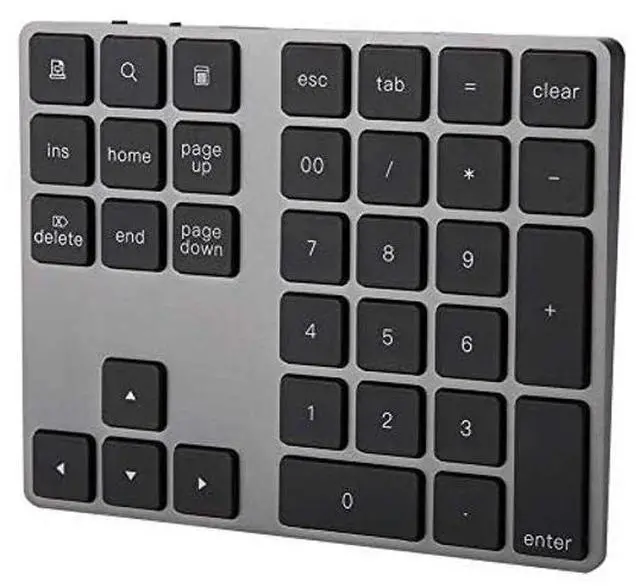 Alt view image 2 of 5 - Numeric Keypad, Rechargeable Aluminum Alloy 34 Keys Mini Bluetooth Numpad, Slim External Numpad Keyboard Data Entry Support Windows, iOS, Android System