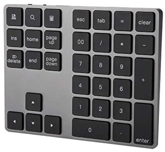 Main image of Numeric Keypad, Rechargeable Aluminum Alloy 34 Keys Mini Bluetooth Numpad, Slim External Numpad Keyboard Data Entry Support Windows, iOS, Android System