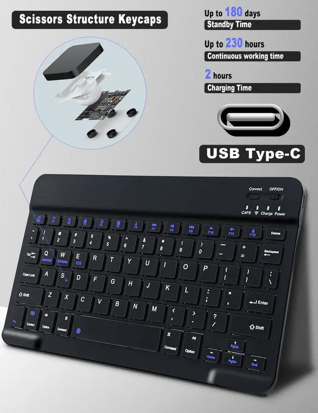 Alt view image 3 of 5 - XCHYTECHER Case Keyboard for Pixel Tablet 11 inch, Bluetooth Detachable Keypad with Pencil Holder Portable Magnetic Protective Cover with Charging Speaker Docking Hole for 2023 Google Pixel Tablet