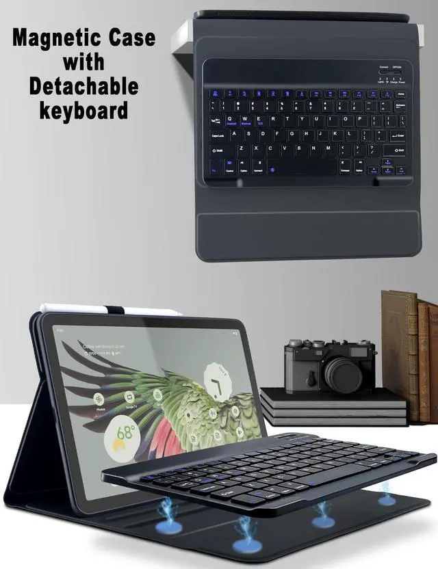 Alt view image 5 of 5 - XCHYTECHER Case Keyboard for Pixel Tablet 11 inch, Bluetooth Detachable Keypad with Pencil Holder Portable Magnetic Protective Cover with Charging Speaker Docking Hole for 2023 Google Pixel Tablet