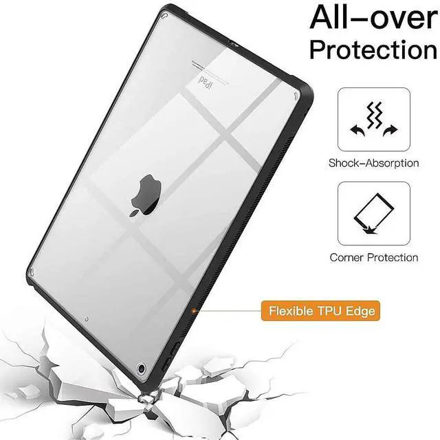 Alt view image 3 of 5 - SaharaCase Hybrid-Flex Hard Shell Case for Apple iPad 10.2" (9th Generation 2021) [Shockproof Bumper] Rugged Protection Antislip Cover - Clear Black