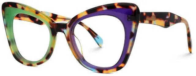 Alt view image 2 of 5 - Zeelool Women's Cat Eye Glasses Stylish Acetate Eyewear Blue Light Blocking Glasses Anti Eyestrain Glasses ZJGA359158-04 Multicolor