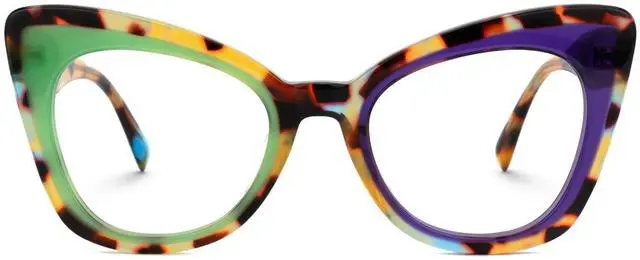 Main image of Zeelool Women's Cat Eye Glasses Stylish Acetate Eyewear Blue Light Blocking Glasses Anti Eyestrain Glasses ZJGA359158-04 Multicolor