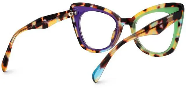 Alt view image 5 of 5 - Zeelool Women's Cat Eye Glasses Stylish Acetate Eyewear Blue Light Blocking Glasses Anti Eyestrain Glasses ZJGA359158-04 Multicolor