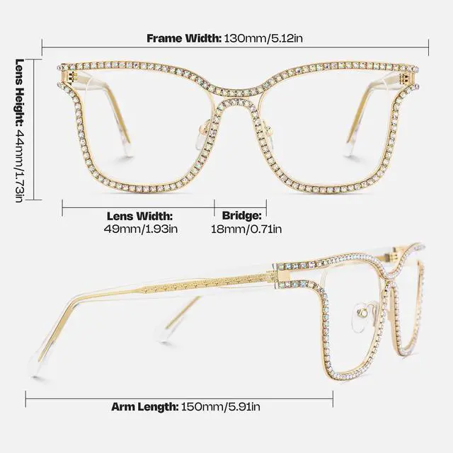 Alt view image 5 of 5 - Zeelool Diamond Square Blue Light Glasses for Women Oversized JGM104070-01 Transprtant