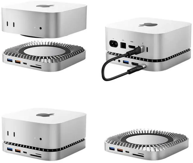 Alt view image 5 of 5 - Mac Mini M4/M4 Pro Dock (2024) - Aluminum Stand with HDMI Hub, M.2 NVMe/SATA SSD Enclosure, 4K60Hz HDMI, 10G USB-C, 5G USB-A x2, SD/TF Card Reader, Audio, Charging