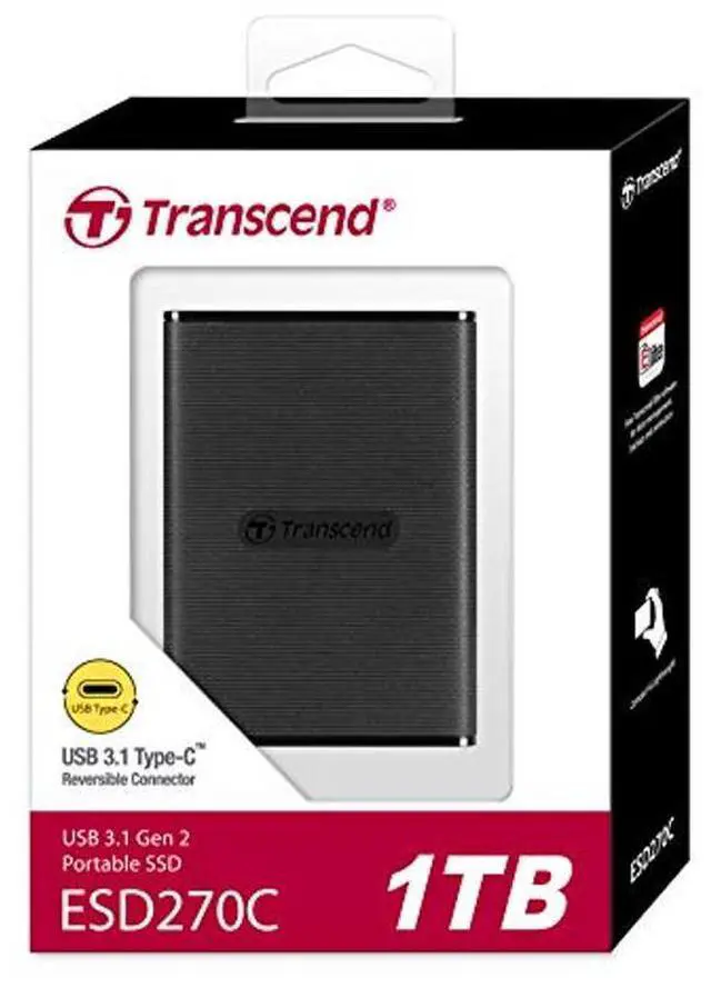 Alt view image 2 of 5 - Transcend 1TB ESD270C, External Solild State Drive, Portable SSD, One Touch to Back up, One-Time Password to Unlock, Type-A and Type-C Cables Included - TS1TESD270C