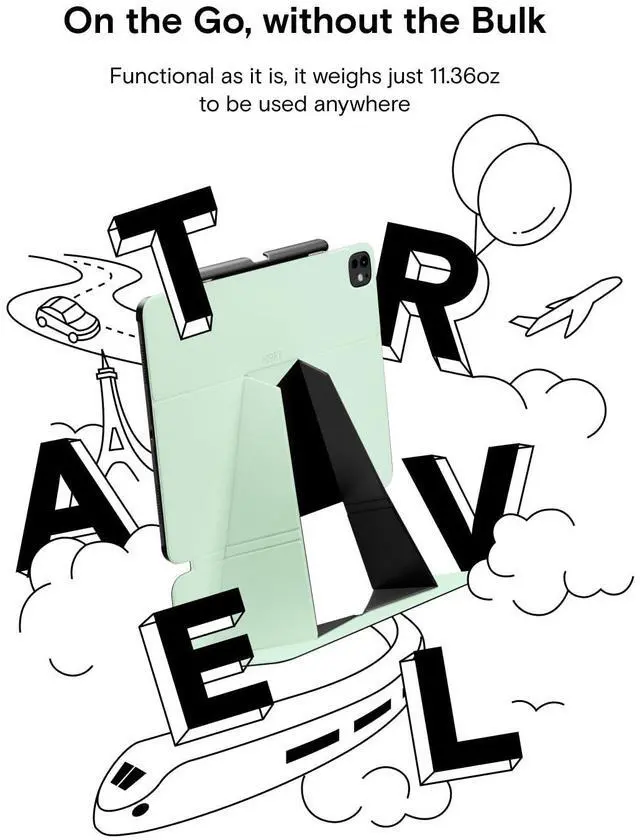 Alt view image 5 of 5 - MOFT Folio Case for iPad Air 11 inch (M2/M3/5th/4th gen) with Detachable Pencil Holder, Protective & Lightweight,Durable MOVAS Material and Comfortable Touch for Browsing,Drawing, Studying, Misty Cove