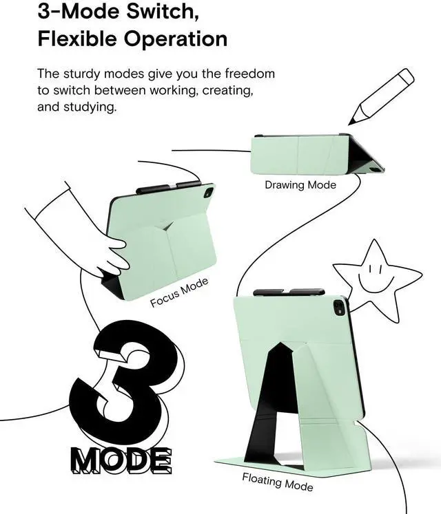 Alt view image 4 of 5 - MOFT Folio Case for iPad Air 11 inch (M2/M3/5th/4th gen) with Detachable Pencil Holder, Protective & Lightweight,Durable MOVAS Material and Comfortable Touch for Browsing,Drawing, Studying, Misty Cove