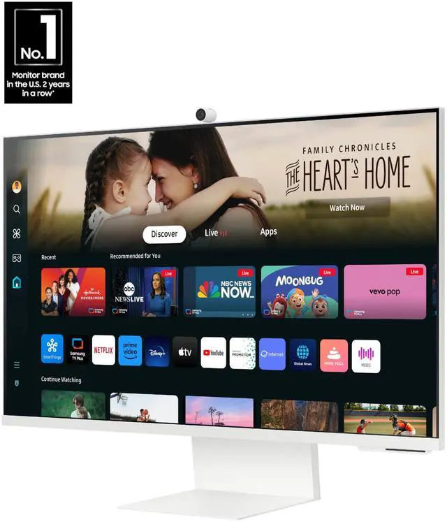 Alt view image 2 of 5 - SAMSUNG 32-Inch M8 (M80D) Series 4K UHD Smart Monitor with Streaming TV, Speakers, HDR10+, AI Upscaling, USB-C, Ergonomic Stand, SlimFit Camera, Gaming Hub, LS32DM801UNXZA, 2024
