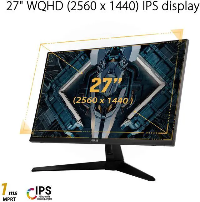 Alt view image 2 of 5 - ASUS TUF Gaming 27" 2K HDR Monitor (VG27AQ1A) - QHD (2560 x 1440), IPS, 170Hz (Supports 144Hz), 1ms, Extreme Low Motion Blur, Speaker, G-SYNC Compatible, VESA Mountable, DisplayPort, HDMI,BLACK