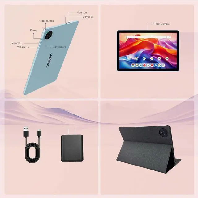 Alt view image 2 of 5 - DigiLand Tab R11-11" Tablet,Android 14 OS,MediaTek Helio G80 Octa-Core,12GB RAM + 128GB Storage,HD IPS Touchscreen,13MP+8MP,Wi-Fi 6,10-Hr Battery,Includes Stand Case,Google Tablets 2025,Blue