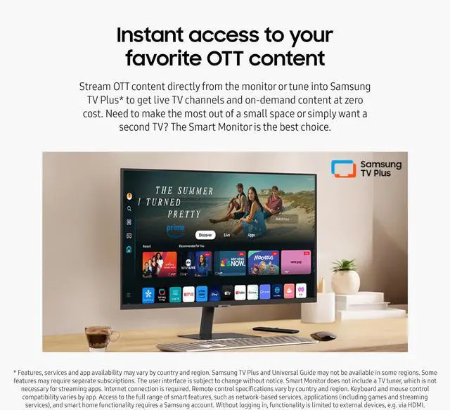 Alt view image 3 of 5 - SAMSUNG 27-Inch M5 (M50D) Series FHD Smart Monitor with Streaming TV, Speakers, HDR10, Gaming Hub, Multiple Ports, Workout Tracker, Vision Accessibility Tools, LS27DM500ENXGO, 2024