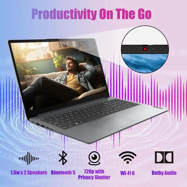 Alt view image 5 of 5 - Lenovo IdeaPad 1 15.6" Business Laptop[Windows 11 Pro S], Intel Celeron N4500 Processor, 20GB RAM, 1TB SSD+128GB eMMC Storage, 1 Year Office 365, Wi-Fi 6, BT 7, Numeric Keypad, SD Card Reader, w/Hub