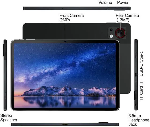Alt view image 5 of 5 - DOOGEE T30S Android Tablet, 2.4K 11 Inch Tablet Android Tablets with Octa Core Processor, 16GB RAM 256GB ROM, 8580mAh, Dual 13MP Camera, 4 Speakers, 5G WiFi+4G LTE, BT5.0, GPS, Black