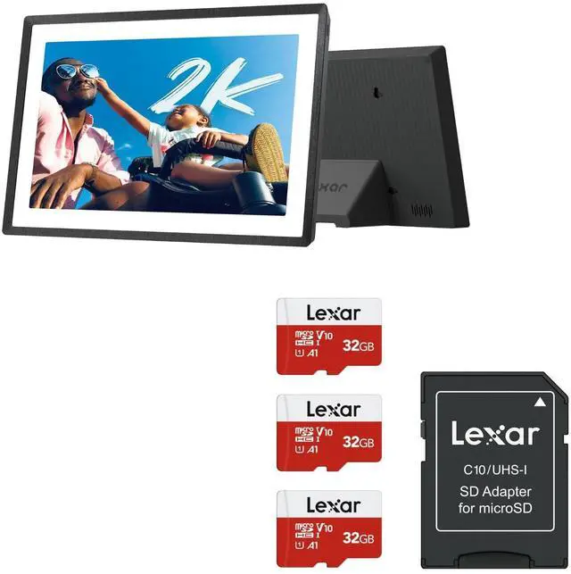 Main image of Lexar 32GB Micro SD Card 3 Pack and pexar 2K 11-inch Digital Picture Frame