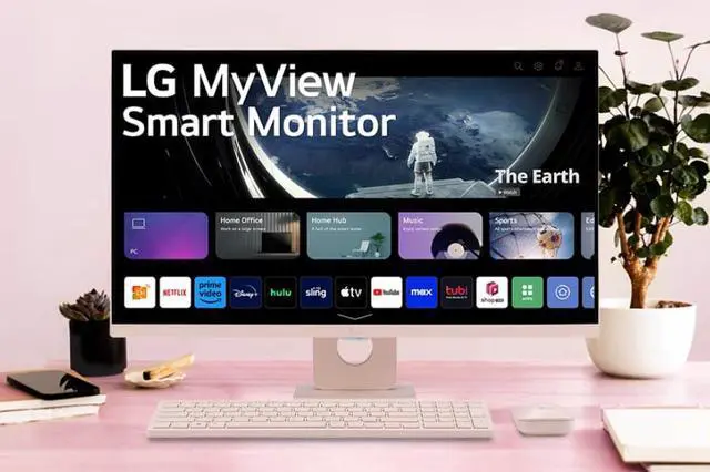 Alt view image 2 of 5 - LG 27SR5BF-P 27-inch FHD (1920x1080) MyView Smart Monitor with Streaming TV, webOS, Wireless Keyboard, Mouse, HDR10, IPS Display, webOS, Speaker, ThinQ App, Remote Control, Pink