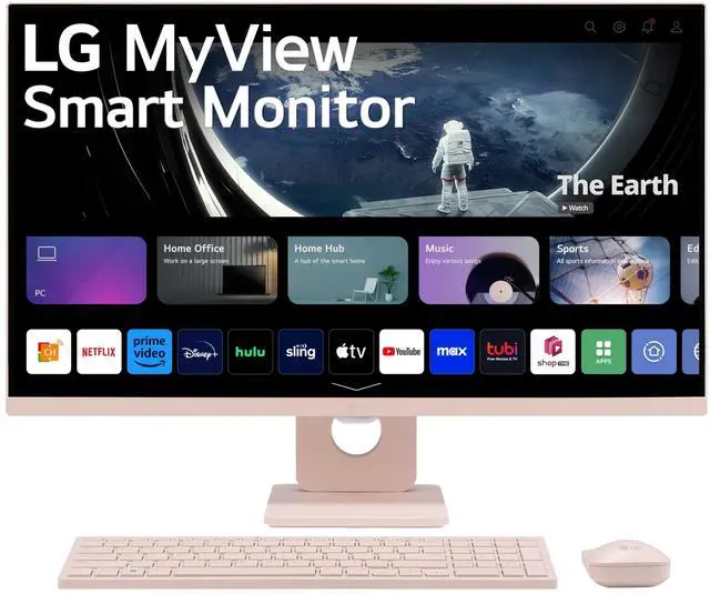 Main image of LG 27SR5BF-P 27-inch FHD (1920x1080) MyView Smart Monitor with Streaming TV, webOS, Wireless Keyboard, Mouse, HDR10, IPS Display, webOS, Speaker, ThinQ App, Remote Control, Pink