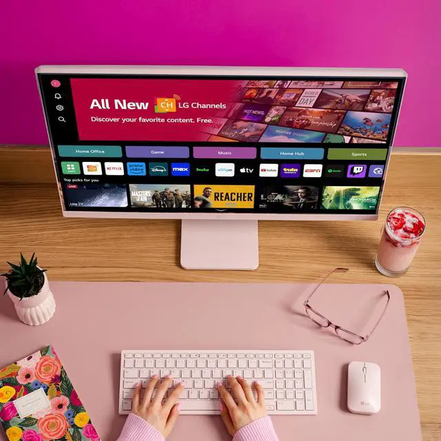 Alt view image 3 of 5 - LG 27SR5BF-P 27-inch FHD (1920x1080) MyView Smart Monitor with Streaming TV, webOS, Wireless Keyboard, Mouse, HDR10, IPS Display, webOS, Speaker, ThinQ App, Remote Control, Pink